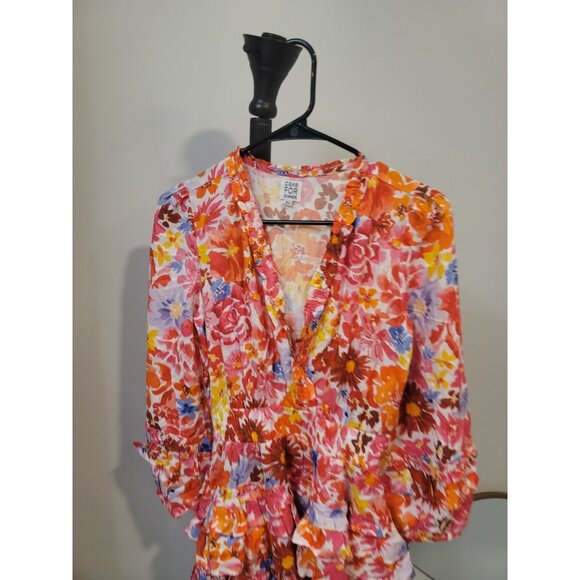 Cake For Dinner Floral Mini Dress Ruffle Long Sleeve XS - Picture 2 of 5